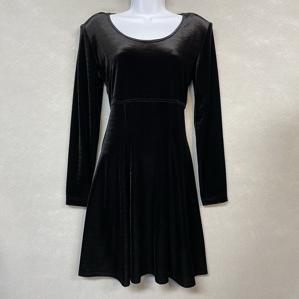 Molly Malloy Women 8 Velvet Dress Black Whimsigoth 90s Vintage LBD P811159Y